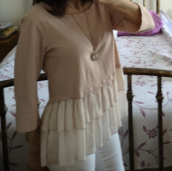 Cotton tunic with silk frill bottom - Picture 2 of 6